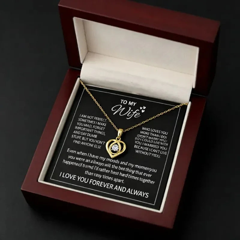 To My Wife Heart Necklace Gift Set