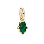 Gold Green Hamsa Hand Dangle Charm