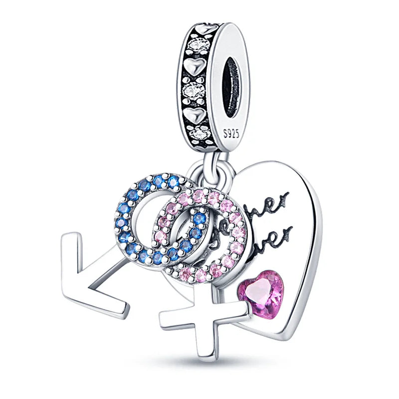 New 925 Silver Color Family Brothers and Sisters Charms Beads Fit Qikaola 925 Original Bracelets Fine DIY Birthday Jewelry
