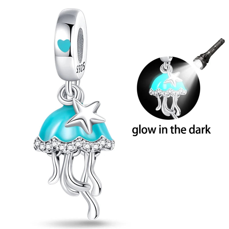 Glow-in-the-Dark Blue Jellyfish Dangle Charm