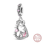 Fit Original 925 Sterling Silver Charms Beads Little Bear Lamb Little Flying Pig Pink Charms For Women DIY Birthday Jewelry Gift