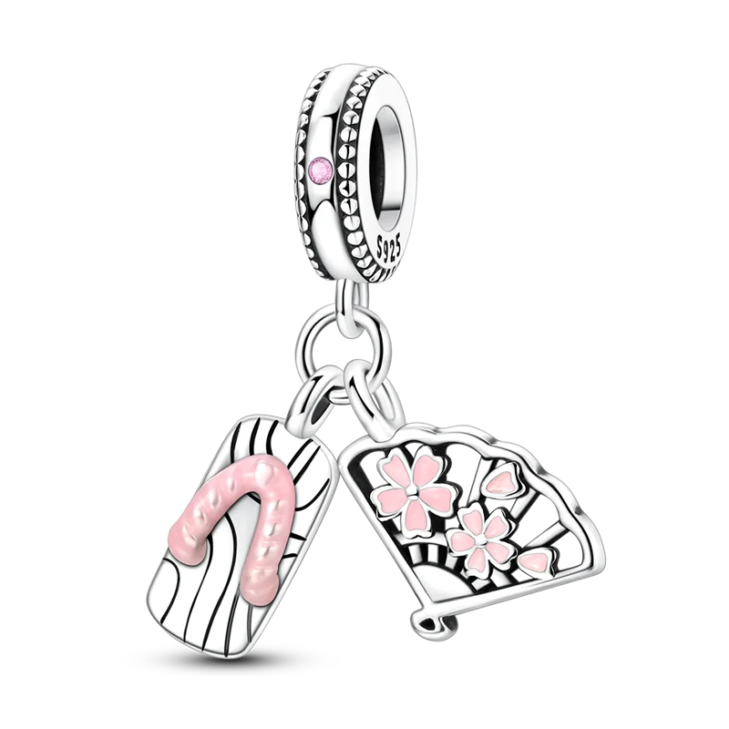 Japanese Sakura Fan & Sandal Dangle Charm