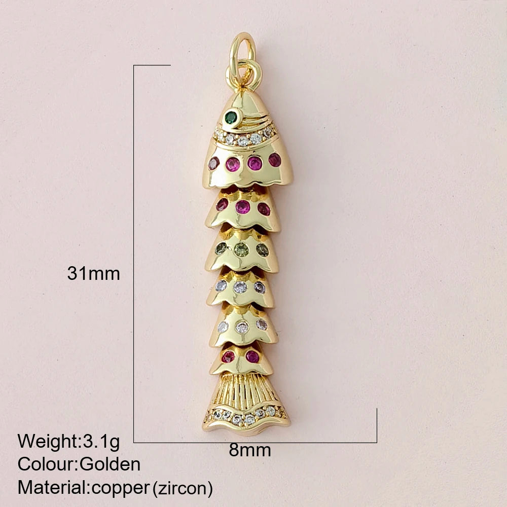 Gold Fishbone Pendant Charm