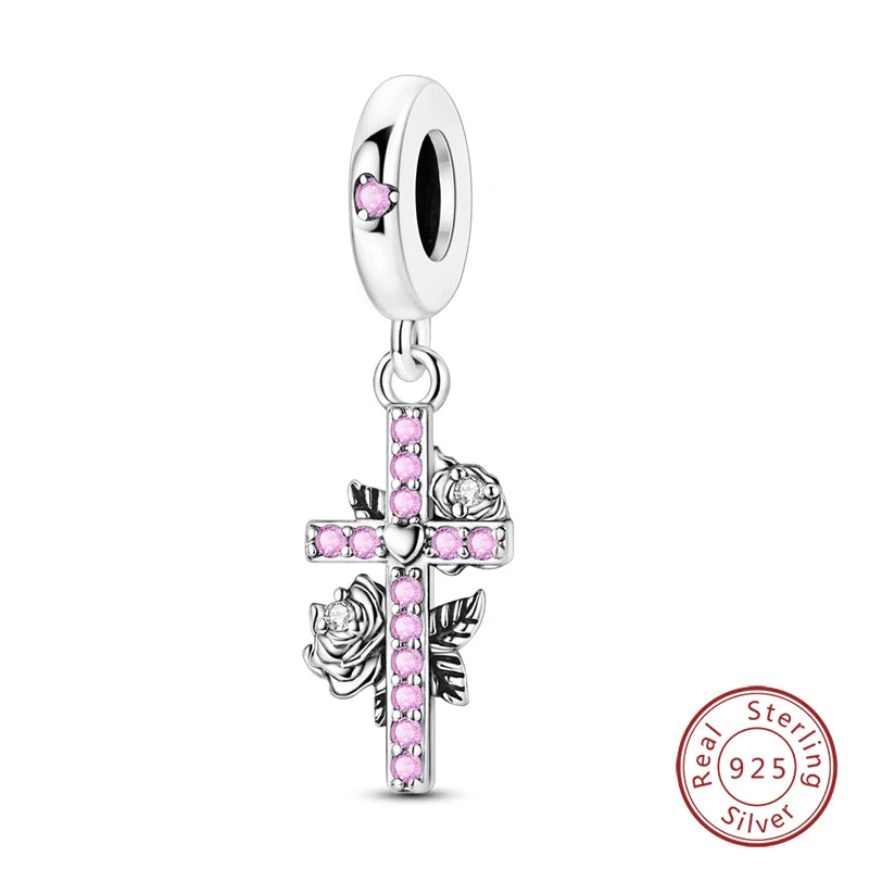 Fit Original 925 Sterling Silver Charms Beads Little Bear Lamb Little Flying Pig Pink Charms For Women DIY Birthday Jewelry Gift