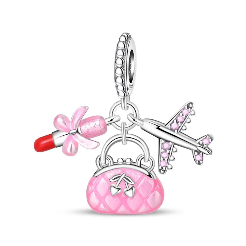 Pink Handbag Lipstick Cluster Charm