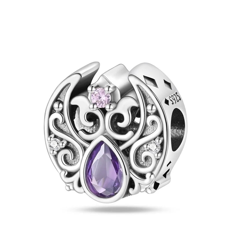 Purple Lotus Heart Charm