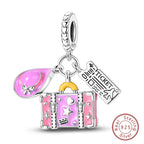 Fit Original 925 Sterling Silver Charms Beads Little Bear Lamb Little Flying Pig Pink Charms For Women DIY Birthday Jewelry Gift