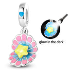 Glow-in-the-Dark Pink Flower Dangle Charm