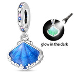 Glow-in-the-Dark Blue Seashell Dangle Charm