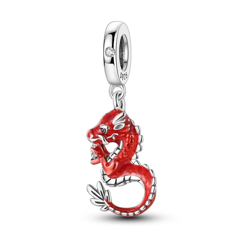 Red Chinese Dragon Dangle Charm