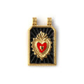 Gold Black Sacred Heart Pendant Charm