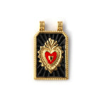 Gold Black Sacred Heart Pendant Charm
