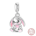 Fit Original 925 Sterling Silver Charms Beads Little Bear Lamb Little Flying Pig Pink Charms For Women DIY Birthday Jewelry Gift