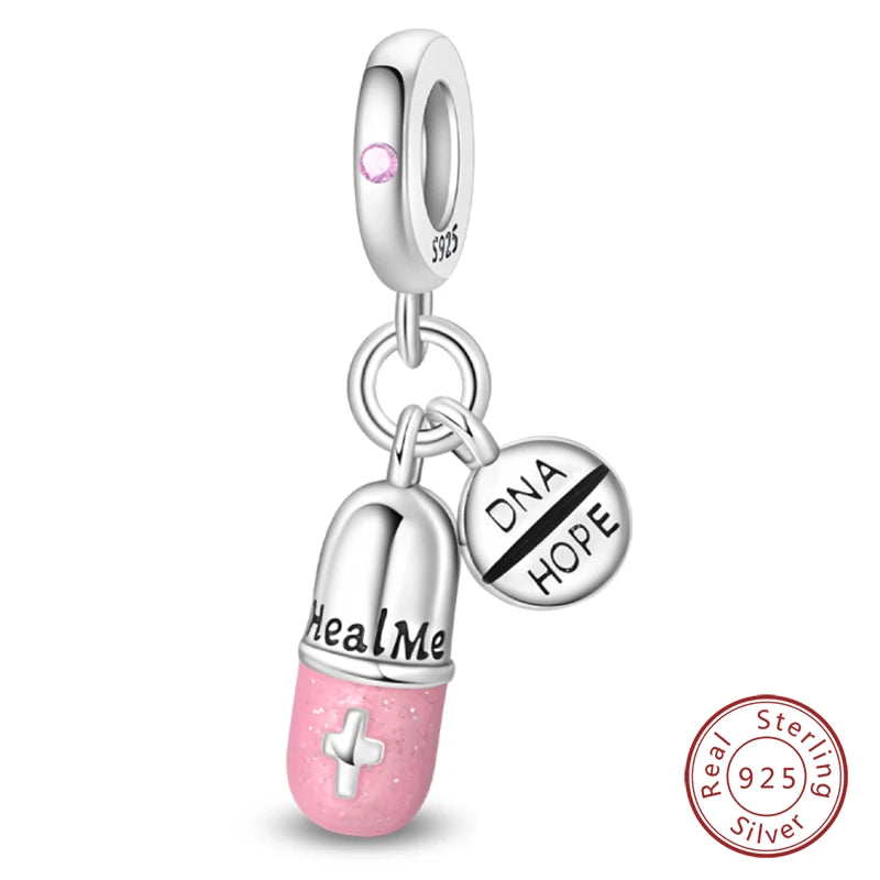 Fit Original 925 Sterling Silver Charms Beads Little Bear Lamb Little Flying Pig Pink Charms For Women DIY Birthday Jewelry Gift