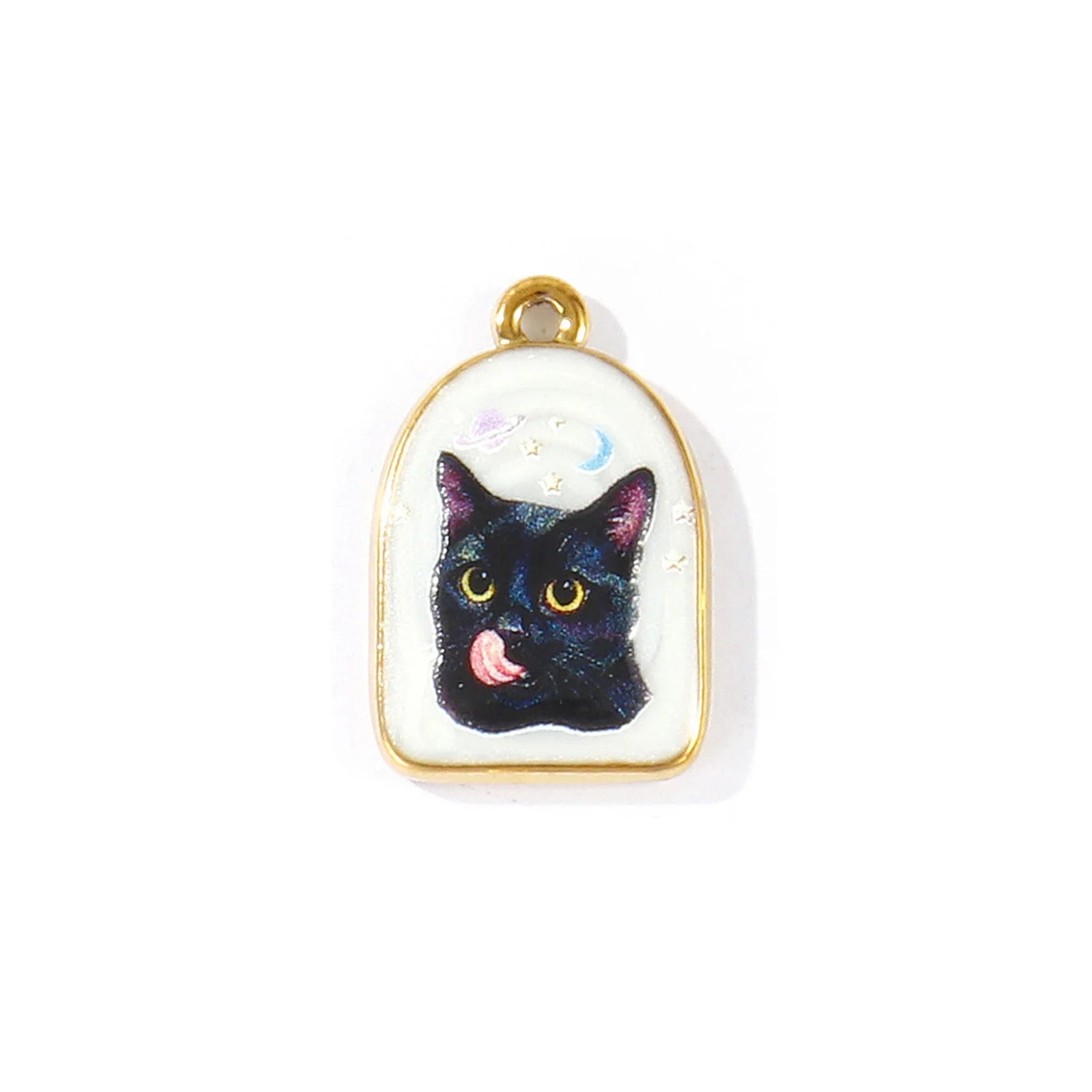 Gold Black Cat Pendant Charm