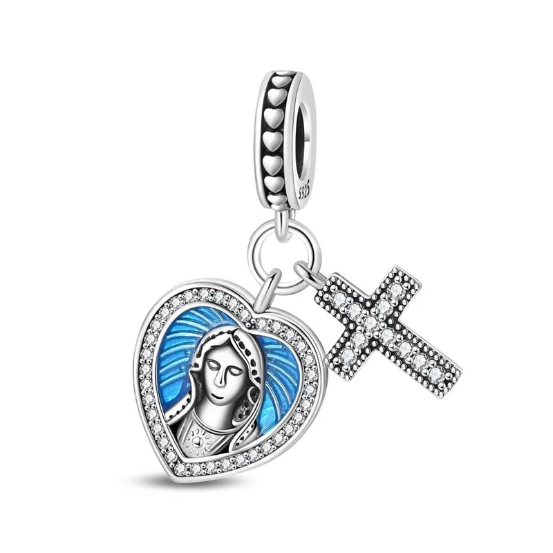 Our Lady Heart & Cross Charm