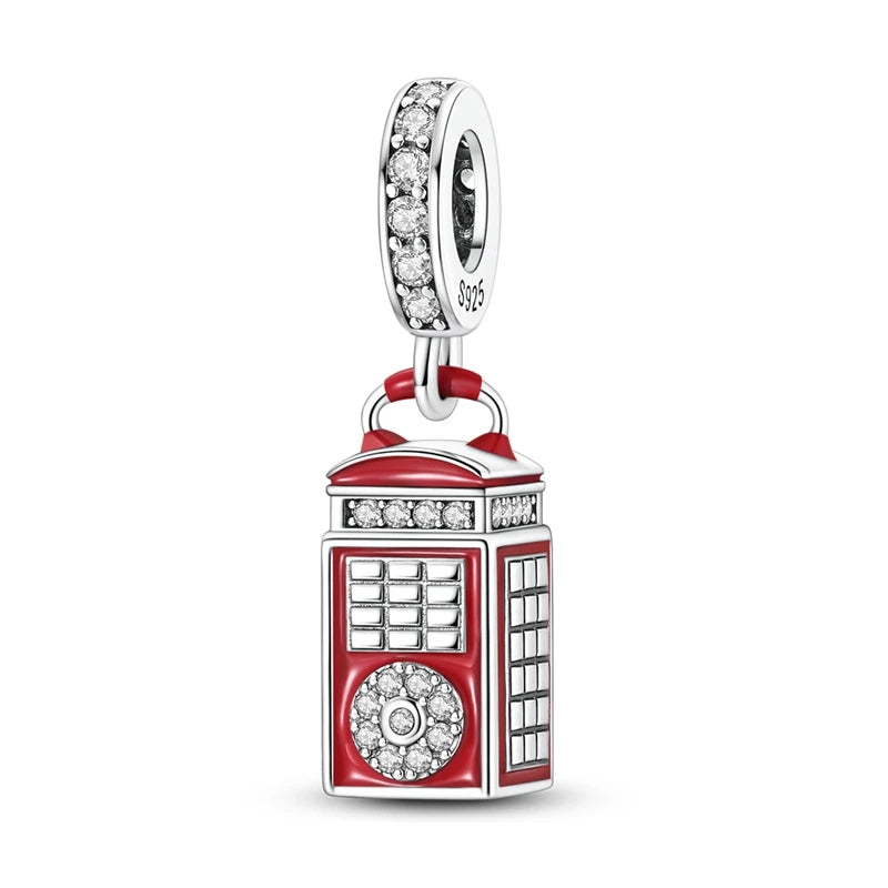 Red British Phone Booth Dangle Charm