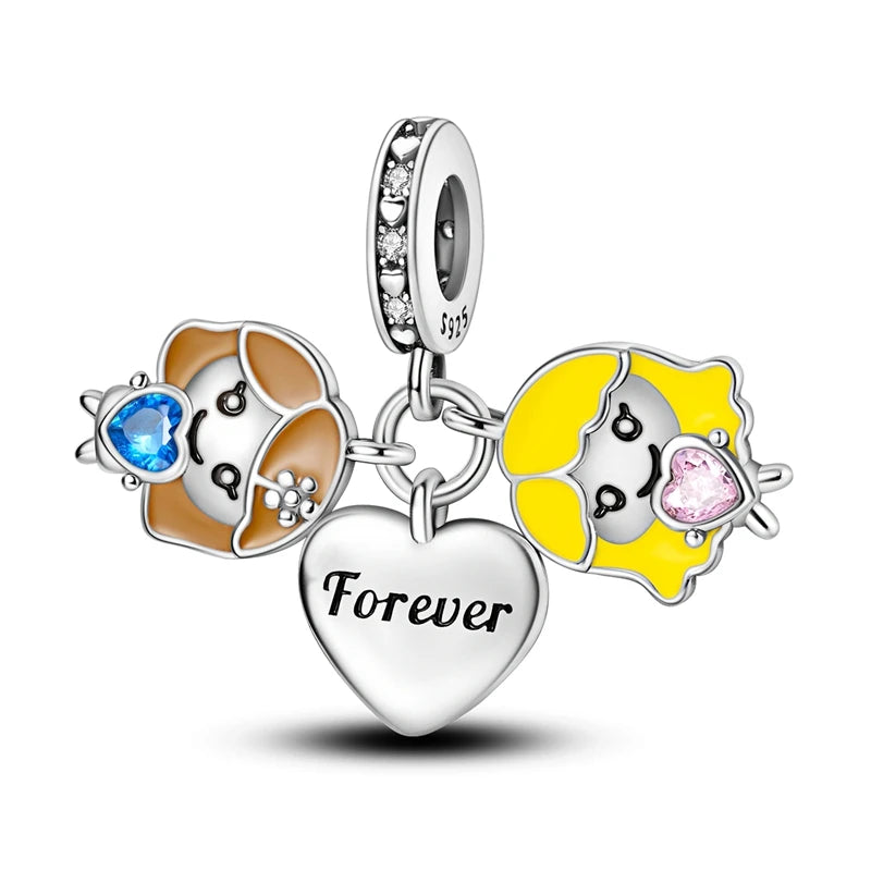 New 925 Silver Color Family Brothers and Sisters Charms Beads Fit Qikaola 925 Original Bracelets Fine DIY Birthday Jewelry