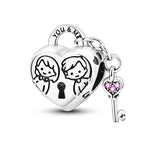 Love Couple Heart & Key Charm