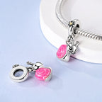Fit Original 925 Sterling Silver Charms Beads Little Bear Lamb Little Flying Pig Pink Charms For Women DIY Birthday Jewelry Gift