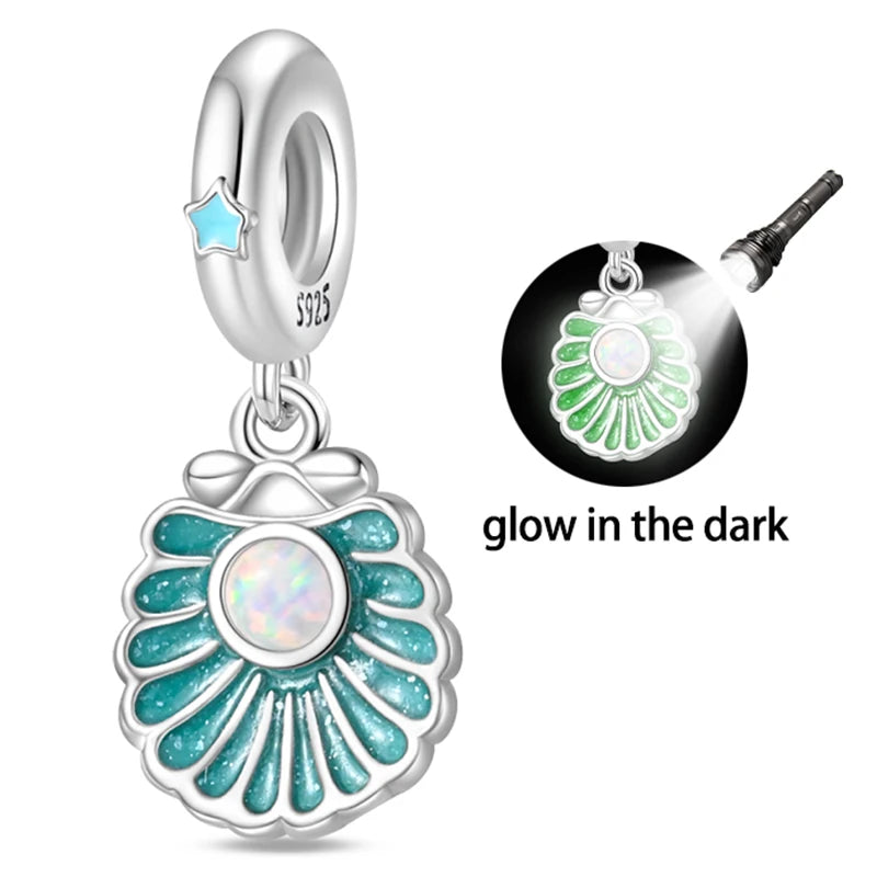 Glow-in-the-Dark Opal Seashell Dangle Charm