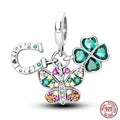 Lucky Horseshoe Clover Butterfly Cluster Charm