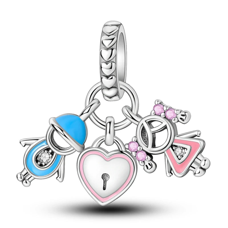 New 925 Silver Color Family Brothers and Sisters Charms Beads Fit Qikaola 925 Original Bracelets Fine DIY Birthday Jewelry