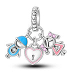 Family Love Heart Cluster Charm