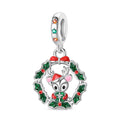Reindeer Holly Wreath Dangle Charm
