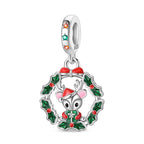 Reindeer Holly Wreath Dangle Charm