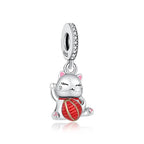 Lucky Cat Yarn Ball Dangle Charm