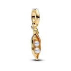 Gold Pearl Pea Pod Dangle Charm