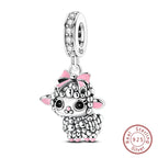 Fit Original 925 Sterling Silver Charms Beads Little Bear Lamb Little Flying Pig Pink Charms For Women DIY Birthday Jewelry Gift