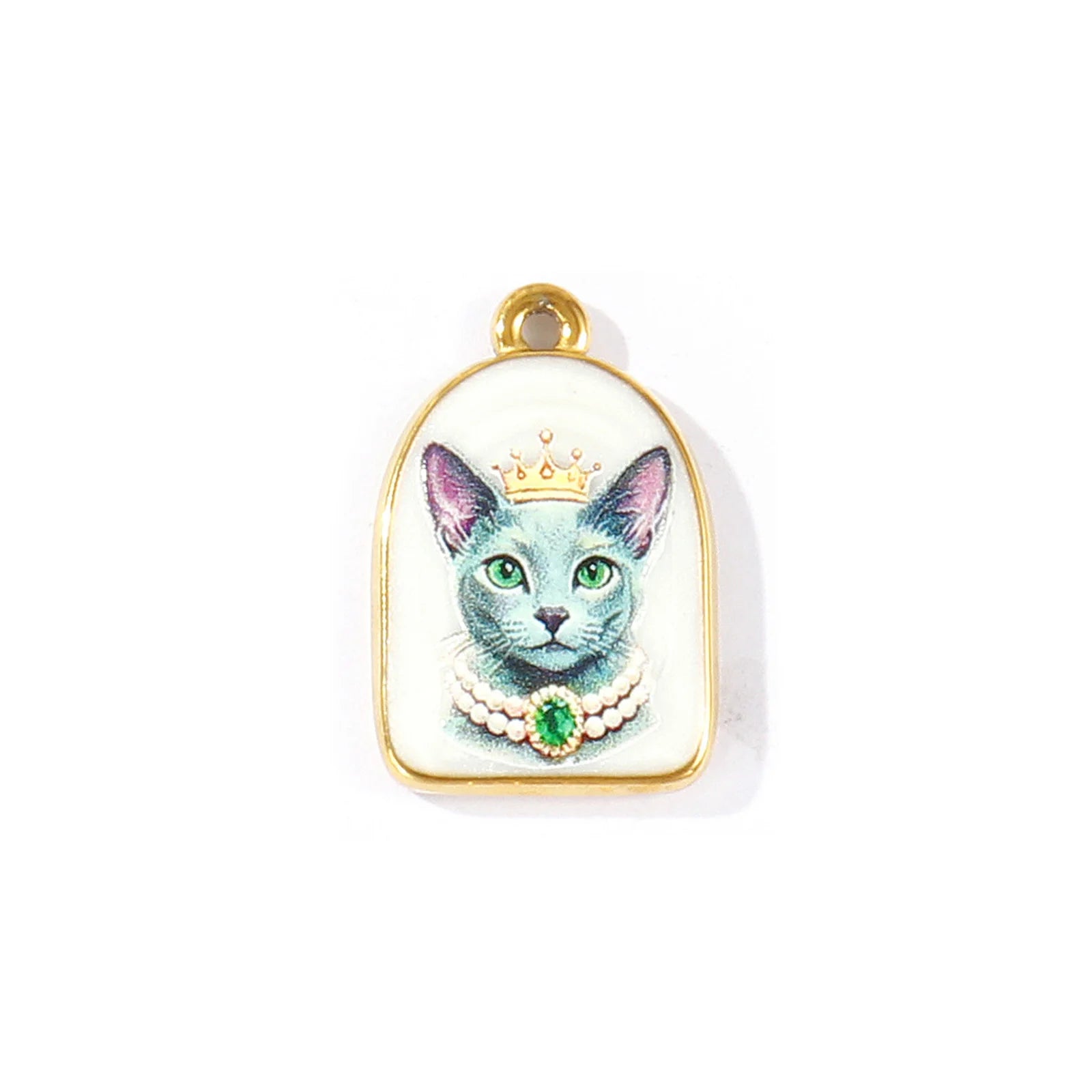 Gold Queen Cat Pendant Charm