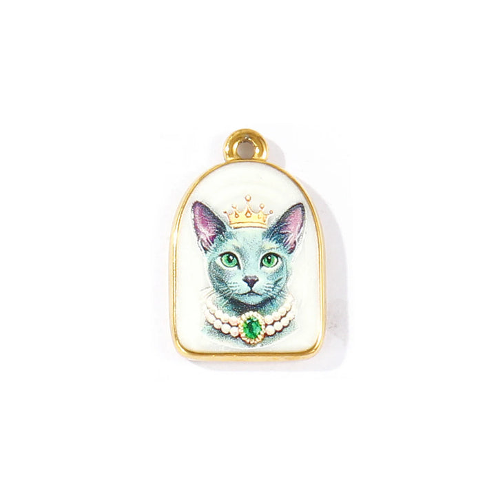 Gold Queen Cat Pendant Charm