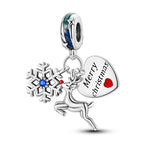 Merry Christmas Reindeer Snowflake Dangle Charm