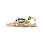 Gold Blue Crystal Crocodile Dangle Charm