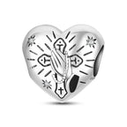 Praying Hands Rosary Heart Charm