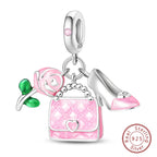 Fit Original 925 Sterling Silver Charms Beads Little Bear Lamb Little Flying Pig Pink Charms For Women DIY Birthday Jewelry Gift