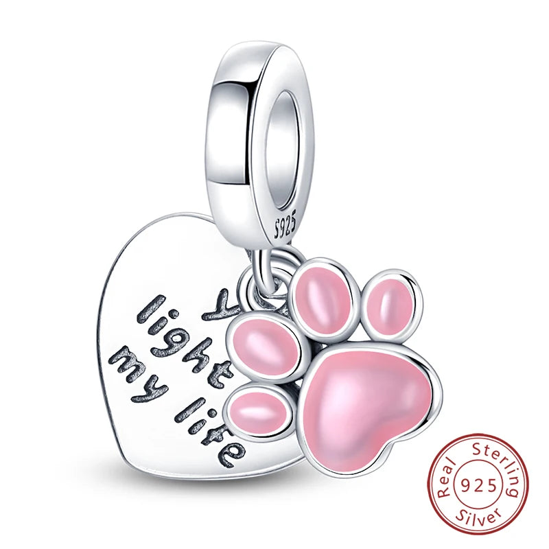 Fit Original 925 Sterling Silver Charms Beads Little Bear Lamb Little Flying Pig Pink Charms For Women DIY Birthday Jewelry Gift