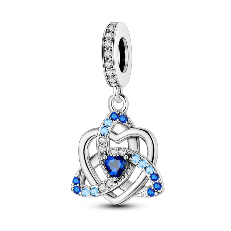 Blue Crystal Celtic Knot Dangle Charm