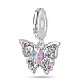 Pink Butterfly Heart Dangle Charm