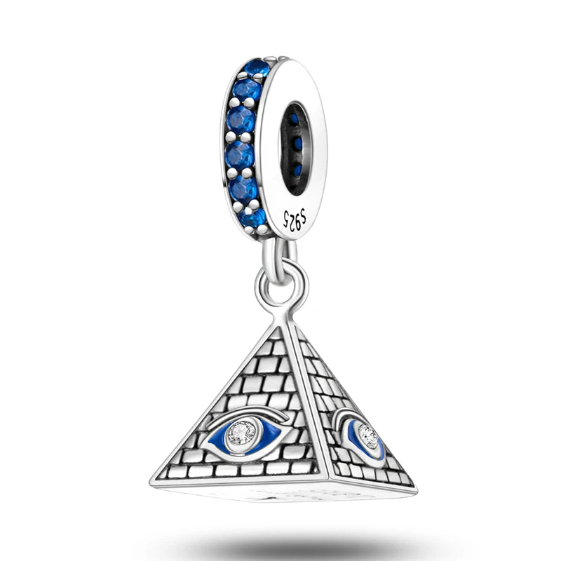 Blue All-Seeing Eye Pyramid Dangle Charm