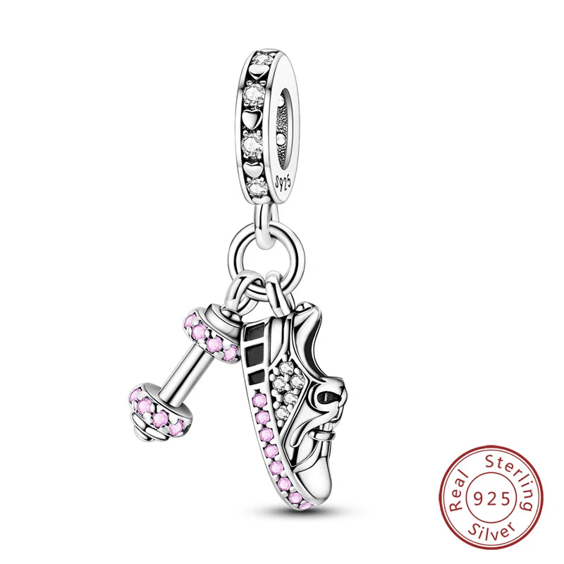 Fit Original 925 Sterling Silver Charms Beads Little Bear Lamb Little Flying Pig Pink Charms For Women DIY Birthday Jewelry Gift
