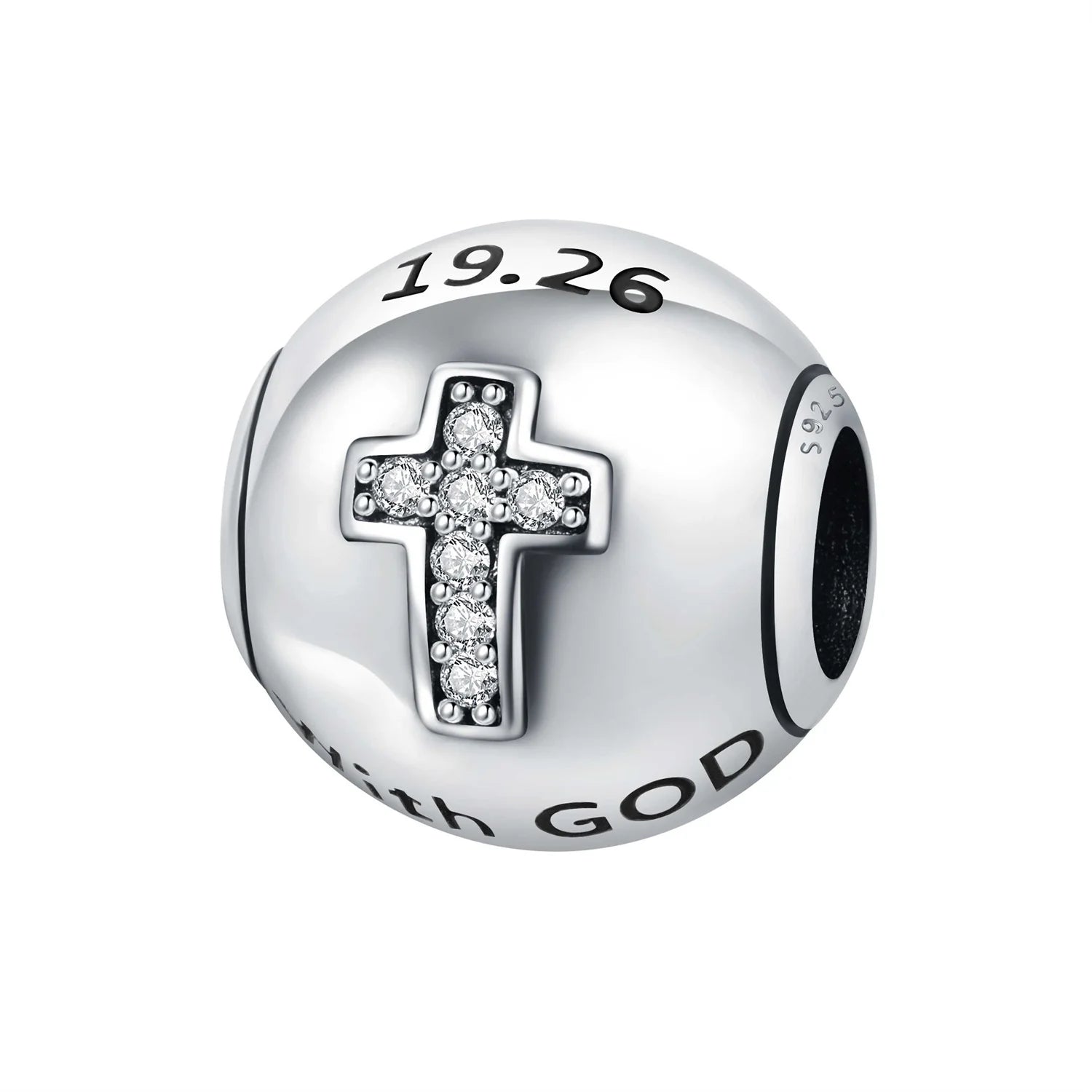 Matthew 19:26 Cross Bead Charm