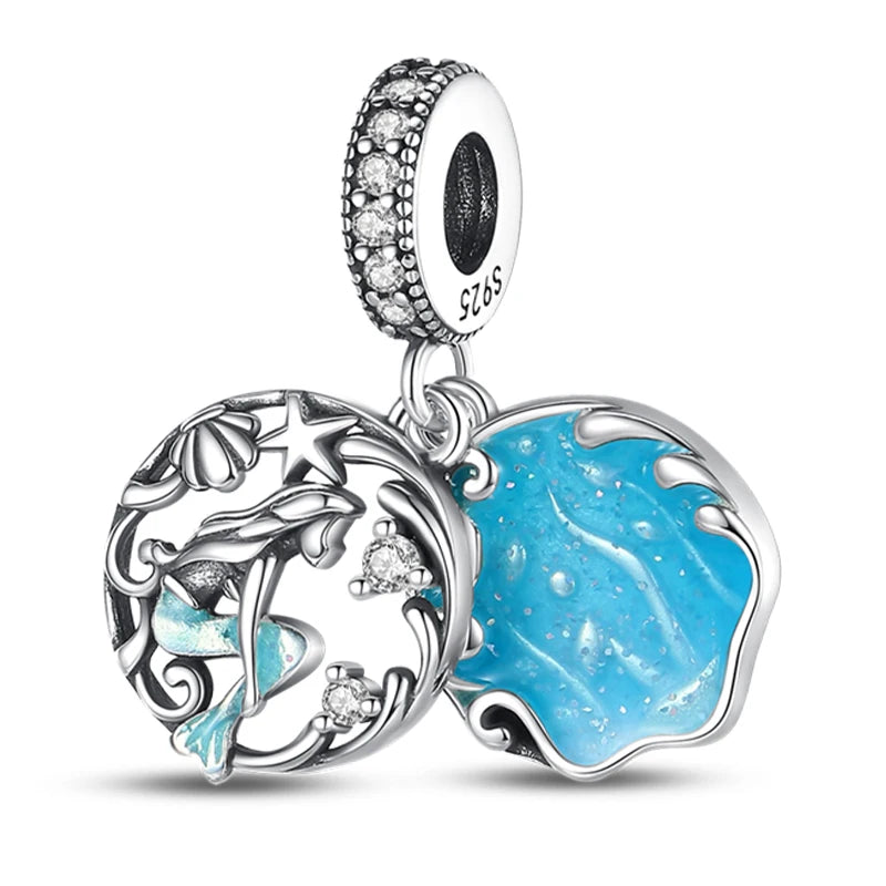 Blue Ocean Sun & Moon Dangle Charm