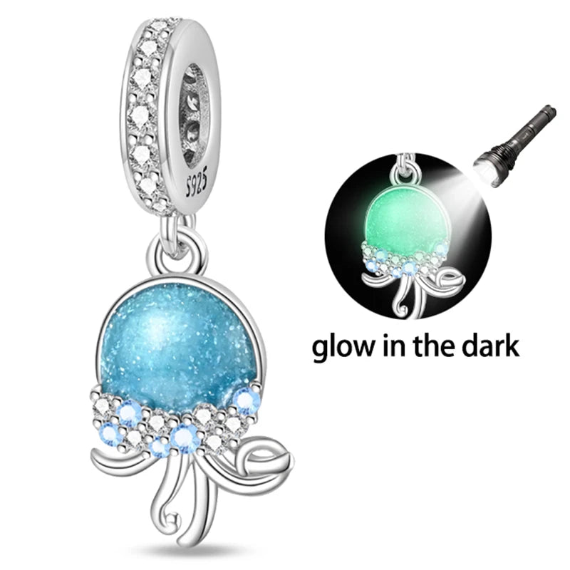 Glow-in-the-Dark Blue Whale Dangle Charm