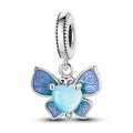 Blue Butterfly Heart Dangle Charm