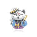 Blue Kimono Lucky Cat Charm