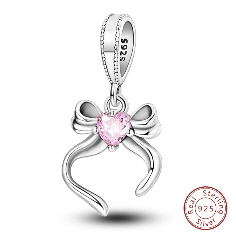 Fit Original 925 Sterling Silver Charms Beads Little Bear Lamb Little Flying Pig Pink Charms For Women DIY Birthday Jewelry Gift